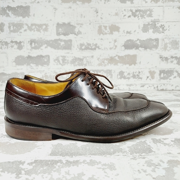 San Remo Brown Leather Lace Up Business Casual Academia Oxford Shoes D754 - Picture 5 of 12